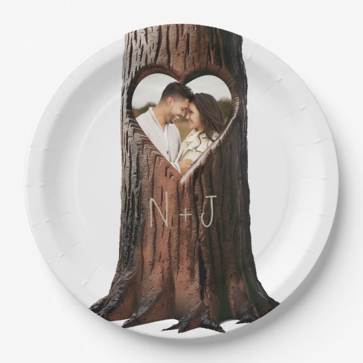 Boomstronk met uitgekapt hart Rustige minimale bru Papieren Bordje (Voorkant)