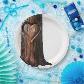 Boomstronk met uitgesneden hart Rustieke minimale Papieren Bordje (Feest)