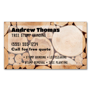 Boomstronk slijpen magnetisch visitekaartje
