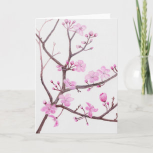Boomtak bloeit met roze bloemen in de lente feestdagen kaart