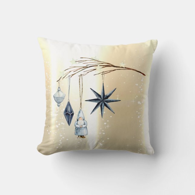 Boomtak Ornamenten Goud Kussen (Voorkant)