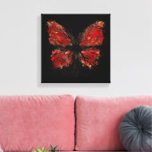 Boomvlies - Goud en rood Canvas Afdruk (Insitu (Woonkamer))