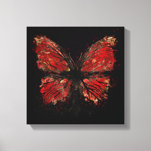 Boomvlies - Goud en rood Canvas Afdruk (Voorkant)