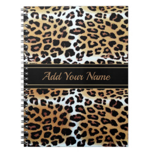 Boomy Custom Name Elegant Stylish Leopard Print  Notitieboek