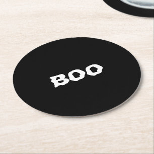 Boomzwart en witte spooky Halloween Ronde Kartonnen Onderzetter