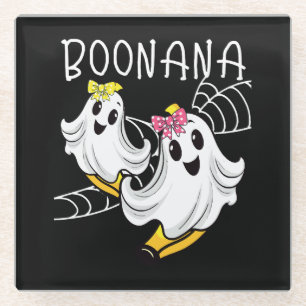 Boonana Schattige Geest Banaan Halloween Glazen Onderzetter