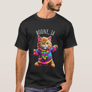 Boone IA USA Leuk Mooie Kleurrijke Dansende Kat On T-shirt