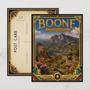 Boone North Carolina Vintage Art Deco Gouden Tijdp Briefkaart