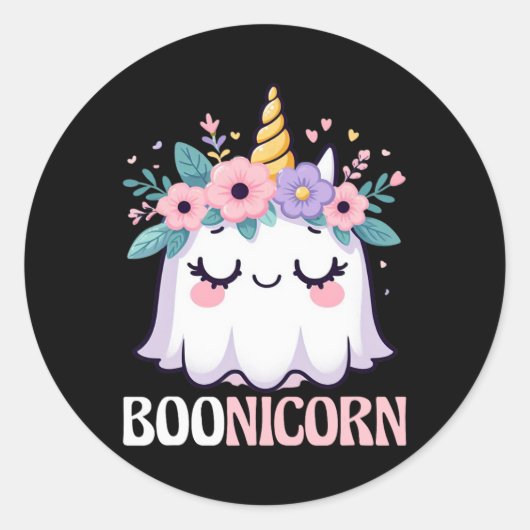Boonicorn Unicorn Ghost Ronde Sticker (Voorkant)
