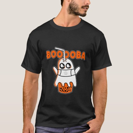 Boooba Kawaii Boba Tea Drink Hiding in A Hallo T-shirt (Voorkant)