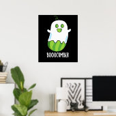 Booocumber Funny Ghost Cucumber Pun Dark BG Poster (Thuiskantoor)