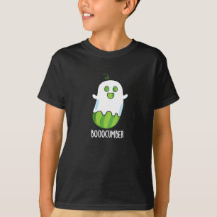 Booocumber Funny Ghost Cucumber Pun Dark BG T-shirt
