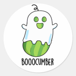 Booocumber Funny Ghost Cucumber Pun Ronde Sticker