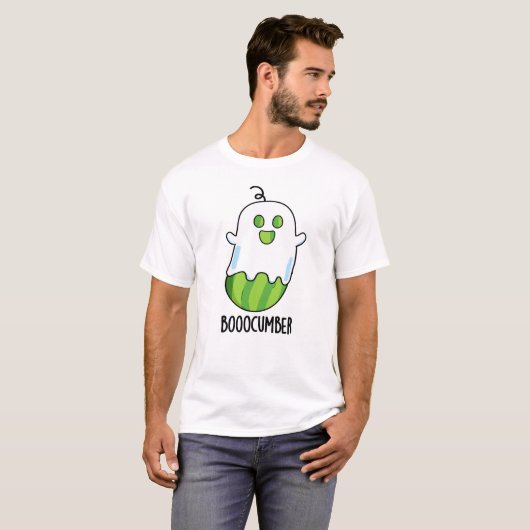 Booocumber Funny Ghost Cucumber Pun T-shirt (Voorkant volledig)
