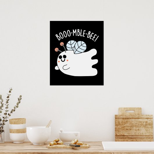 Booomble Bee Grappig Ghost Bee Pun Dark BG Poster (Keuken)