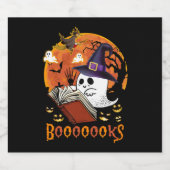 Booooks Boo Reading Books Halloween Sparkling Wijnetiket (Enkel label)