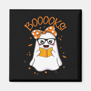 Booooks Ghost Halloween Women Teacher Book Library Magneet