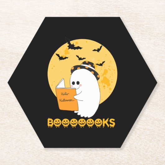 Booooks Shirt Boo Read Books Halloween Kartonnen Onderzetters (Voorkant)
