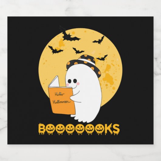 Booooks Shirt Boo Read Books Halloween Sparkling Wijnetiket (Enkel label)