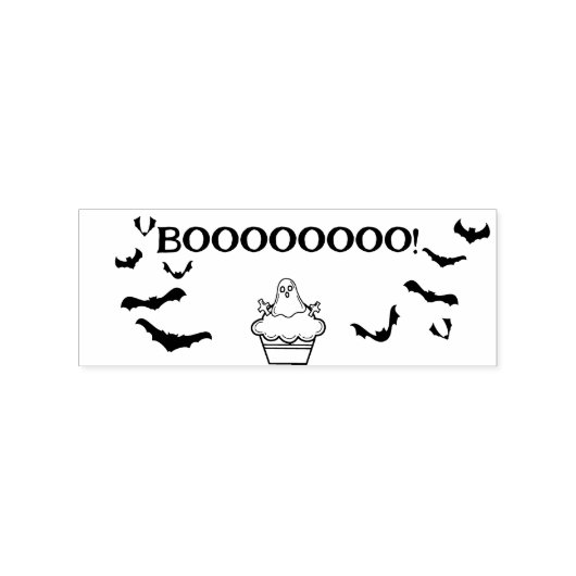 Booooo!Schattigee Cupcake Ghost en Bats Rubberstempel (Afrduk)