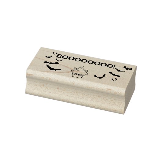 Booooo!Schattigee Cupcake Ghost en Bats Rubberstempel (Stempel)