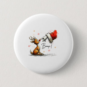 Boop Grappige Kerstman Boer Rendier Schattig Kerst Ronde Button 5,7 Cm