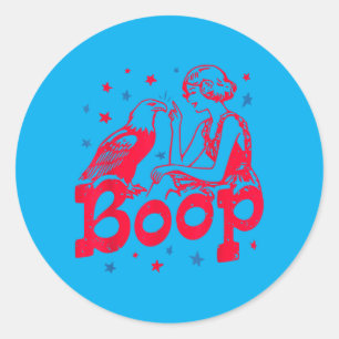 Boop Vintage Meisje En Adelaar Grappig Patriottisc Ronde Sticker