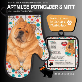 BOOPS RUB smooth chow Oven Mitt and Pot Holders Ovenwant & Pannenlap Set