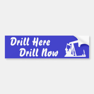 Boor hier nu boor Now Bumpersticker - blauw