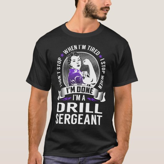 Boorsergeant Stop als ik klaar ben T-shirt (Voorkant)