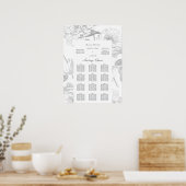 Boorzitje Modern Simple Floral Silver Poster (Keuken)