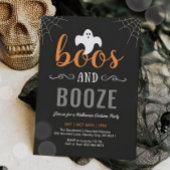 Boos and Booze Adult Halloween Party Invitation Kaart