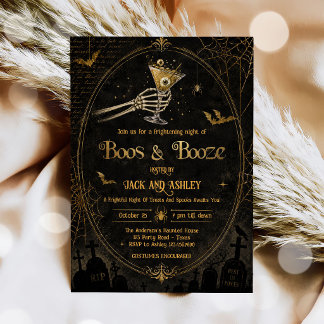 Boos and Booze Brouws Volwassen Halloween Feest Kaart