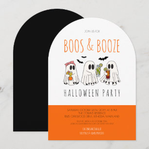 Boos and Booze Citaat Geest Volwassenen Halloween Kaart
