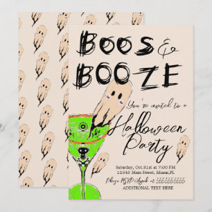 Boos and Booze Halloween-feest met vintage spookdr Kaart