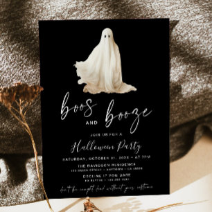 Boos and Booze Halloween-feest uitnodiging Geest