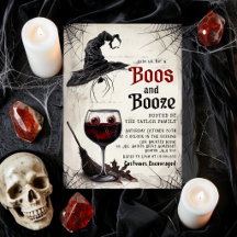 Boos and Booze Halloween-feest uitnodiging | Heks