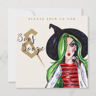 Boos and Booze Halloween Heksenfeest Uitnodiging