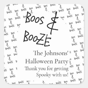 Boos and Booze Halloween Minimaal Bedankt Vierkante Sticker