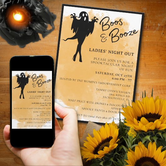 Boos and Booze Ladies Night Halloween Invitation