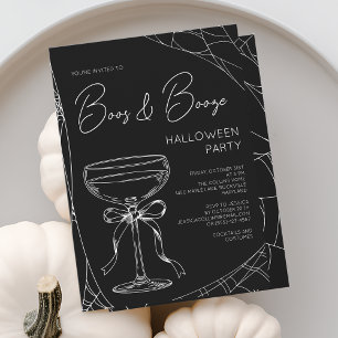 Boos and Booze Zwarte Script Volwassenen Halloween Kaart
