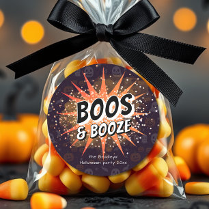 Boos & Booze Adult Halloween Favoriet Ronde Sticker