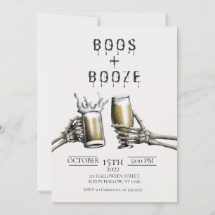 Boos + Booze Adult Halloween Invitation Kaart