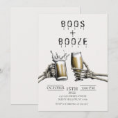 Boos + Booze Adulte Halloween Invitation (Devant / Derrière)