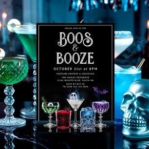 Boos & Booze Fancy Cocktail Custom Folie Invitatio Uitnodiging