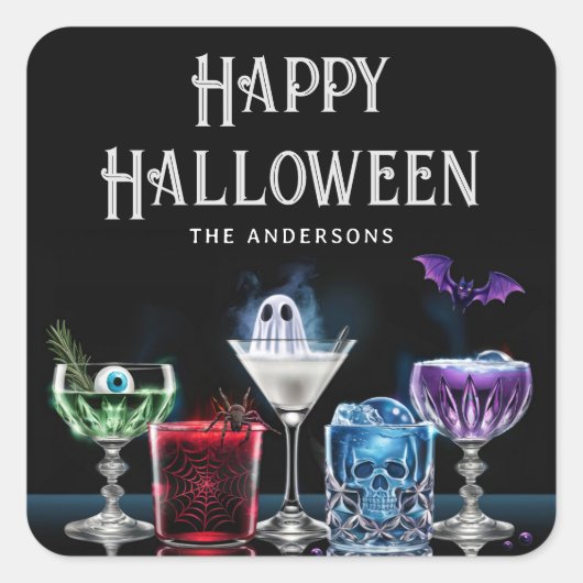 Boos & Booze Fancy cocktail Vierkante Sticker (Voorkant)