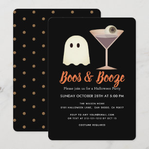 Boos & Booze Ghost Cocktail Halloween Uitnodiging