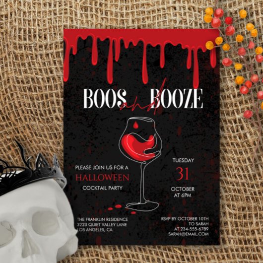 Boos & Booze Halloween Cocktail Party Invitation