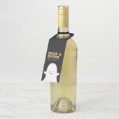 Boos & Booze Halloween Cute Ghost Bottle Label (Schuin)