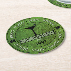 Boos & Booze Halloween Green Custom Paper Onderzet Ronde Kartonnen Onderzetter